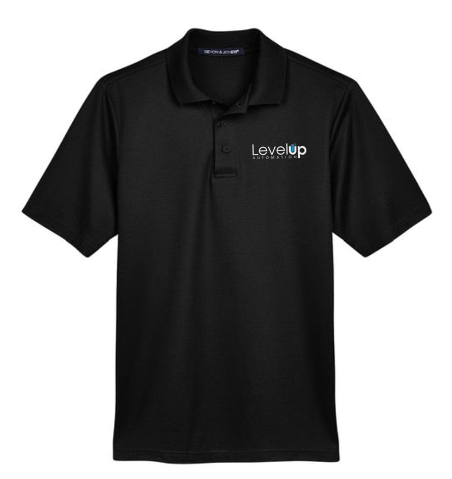 Level Up Automation Apparel & Accessories Men's Short Sleeve Polo Shirt, Black